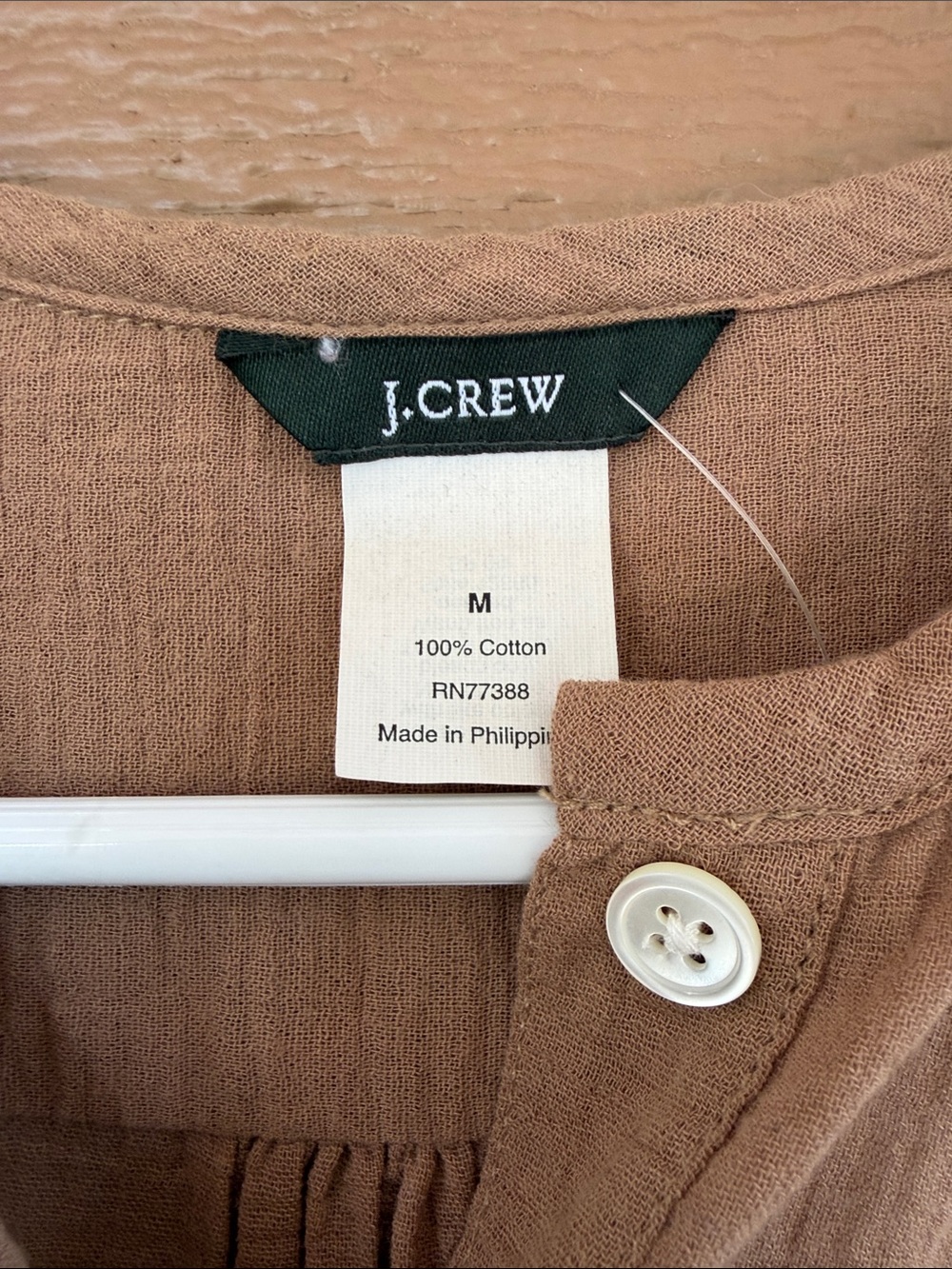 J. Crew NWT 100% Cotton Button-Front Shirt Dress in Camel Brown -Sz M - Picture 8 of 8